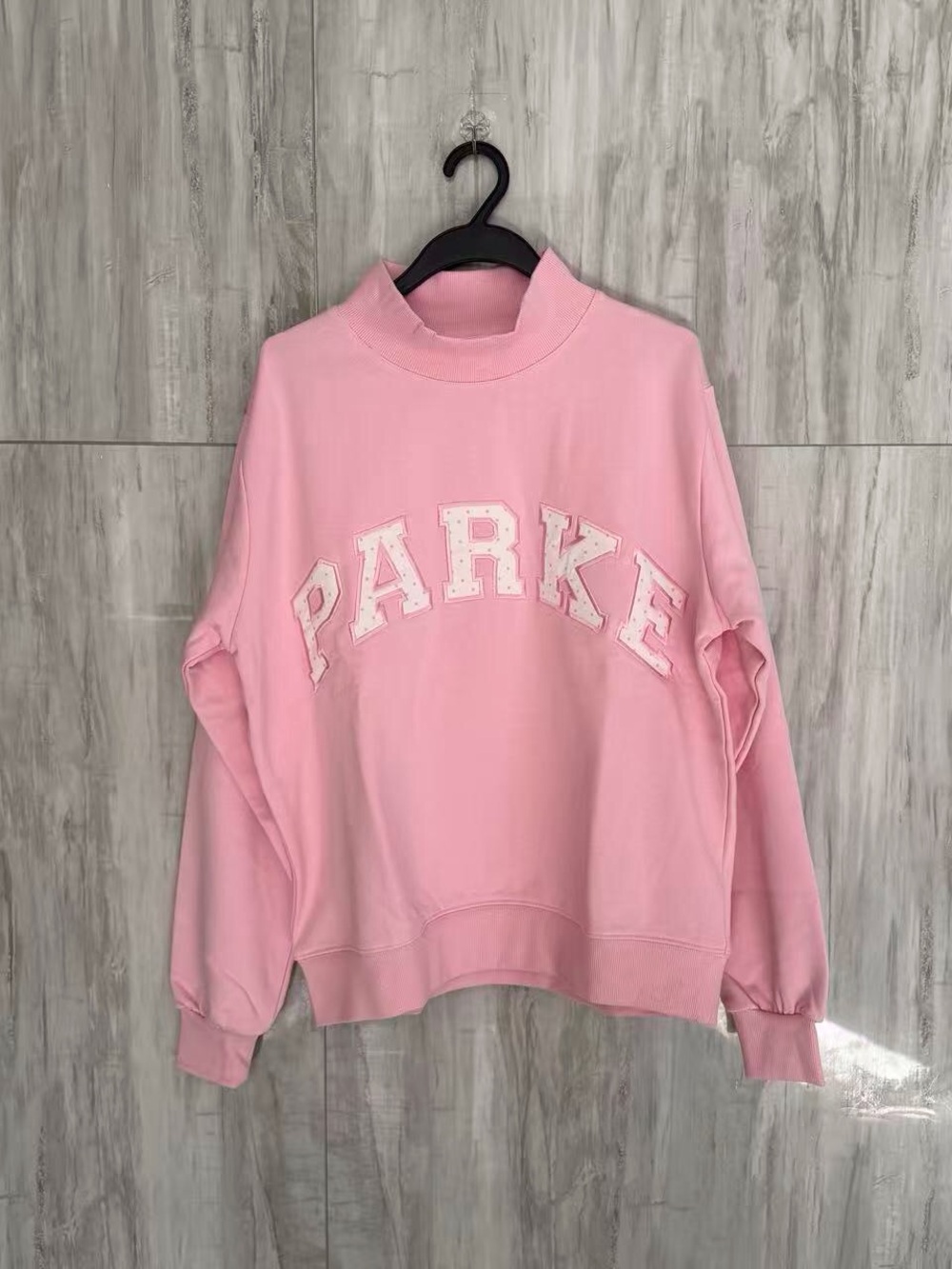 Parker Pink Mock-Neck Sweatshirt with Logo